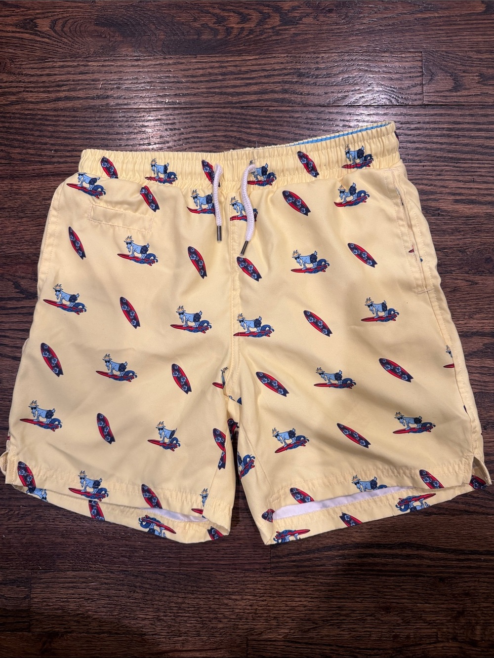 Kids Goat USA Yellow Surf Print Swim Trunks